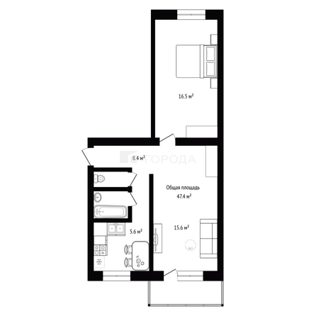 
  Продается 2-комн. квартира 47.4 м². Фото 2.