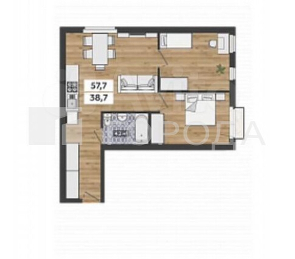 
  Продается 2-комн. квартира 57.7 м². Фото 7.