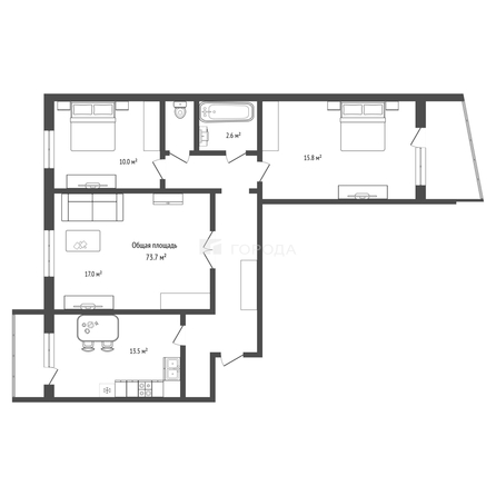 
  Продается 3-комн. квартира 73.7 м². Фото 30.