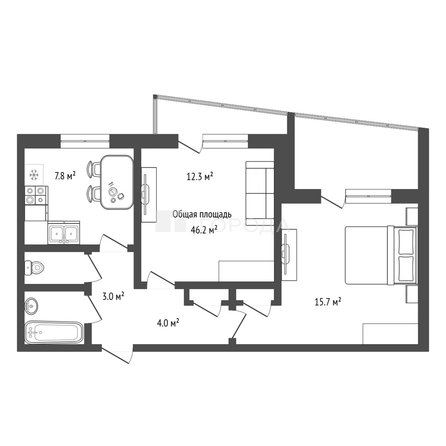 
  Продается 2-комн. квартира 46.2 м². Фото 19.