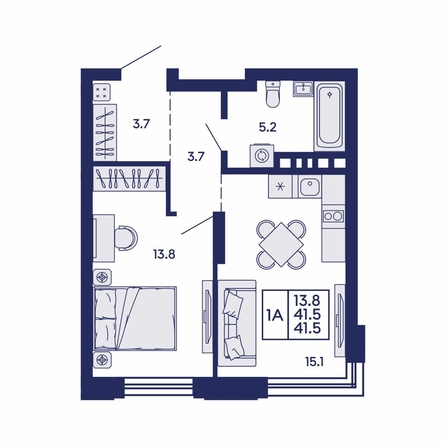 
  Продается 1-комн. квартира 41.5 м², в ЖК Сила леса, корп 1. Фото 2.
