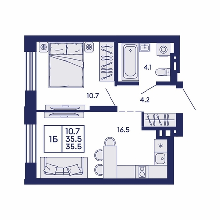 
  Продается 1-комн. квартира 35.5 м², в ЖК Сила леса, корп 2. Фото 1.