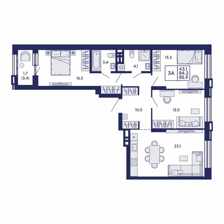 
  Продается 3-комн. квартира 85.9 м², в ЖК Сила леса, корп 2. Фото 1.
