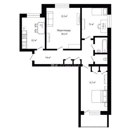 
  Продается 3-комн. квартира 58.1 м². Фото 15.