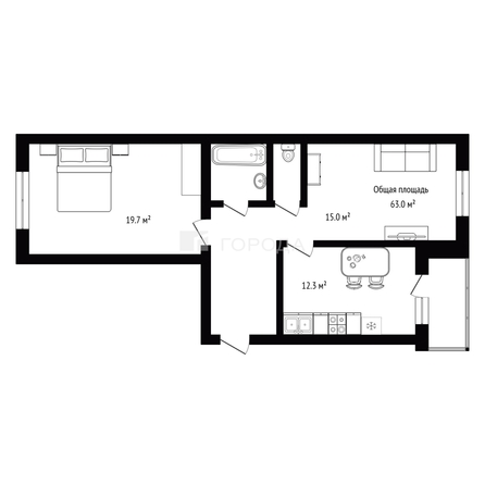 
  Продается 2-комн. квартира 63 м². Фото 2.