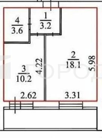 
  Продается 1-комн. квартира 35.1 м², в МКР Олимпийской славы, дом 2. Фото 9.