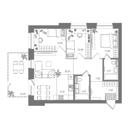 
  Продается 3-комн. квартира 97.66 м², в ЖК Спектр, дом 10. Фото 1.