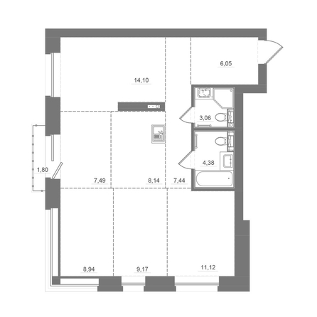 
  Продается 4-комн. квартира 81.48 м², в ЖК Спектр, дом 10. Фото 1.