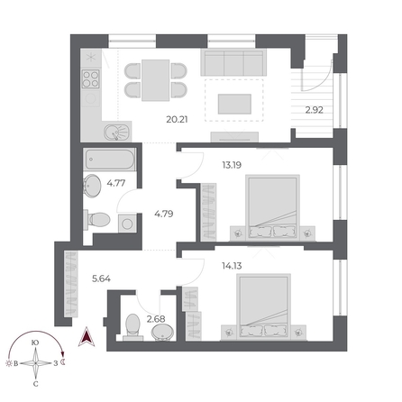 
  Продается 3-комн. квартира 68.3 м², в ЖК ОСКАР, дом 3. Фото 1.
