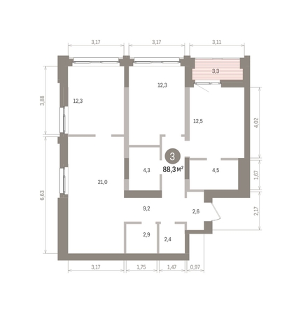 
  Продается 3-комн. квартира 88.26 м², в ЖК Европейский берег, дом 32. Фото 1.