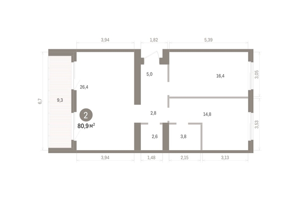 
  Продается 2-комн. квартира 80.92 м², в ЖК Пшеница, дом 5.2. Фото 1.
