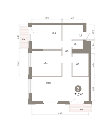 
  Продается 2-комн. квартира 74.7 м², в ЖК Город на озере. Фото 1.