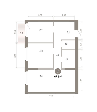 
  Продается 2-комн. квартира 67.44 м², в ЖК Город на озере. Фото 1.