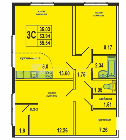 
  Продается 3-комн. квартира 57.3 м². Фото 16.