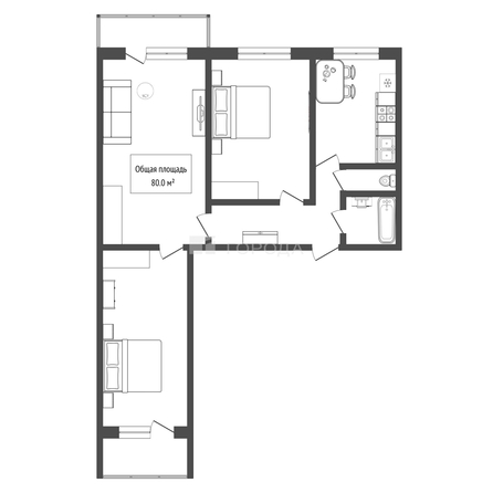 
  Продается 3-комн. квартира 80 м². Фото 2.