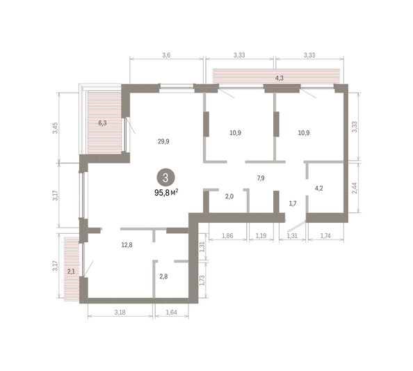 
  Продается 3-комн. квартира 95.8 м², в ЖК Лебедевский квартал, д 1. Фото 1.