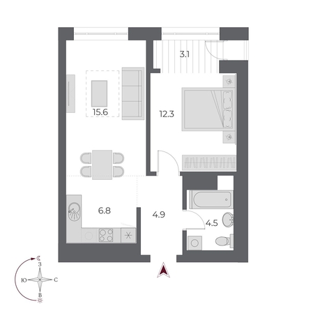 
  Продается 2-комн. квартира 47.2 м², в ЖК ОСКАР, дом 1. Фото 1.
