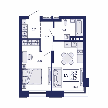 
  Продается 1-комн. квартира 41.7 м², в ЖК Сила леса, корп 1. Фото 1.