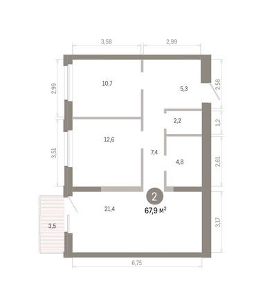 
  Продается 2-комн. квартира 67.94 м², в ЖК Город на озере. Фото 1.