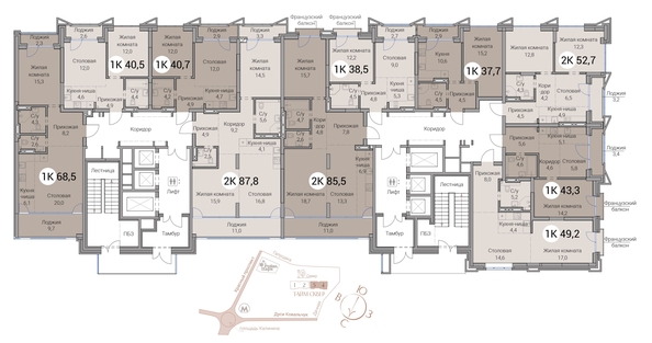
  Продается 2-комн. квартира 68.5 м², в ЖК Тайм Сквер. Фото 38.