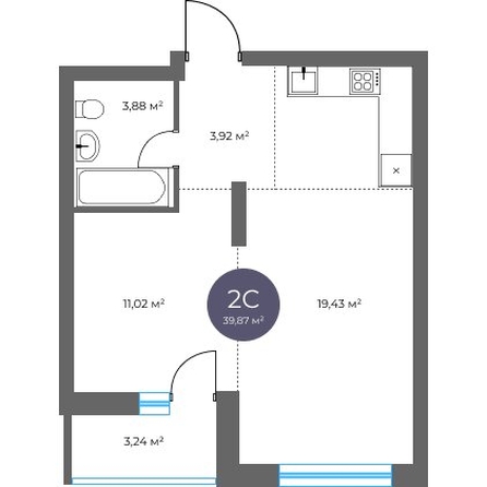 
  Продается 2-комн. квартира 39.87 м², в  Квартал на Российской, дом 3. Фото 1.