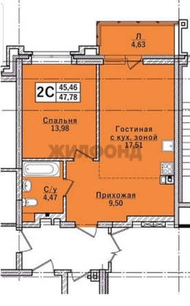
  Продается 2-комн. квартира 45 м², в ЖК Classic House (Классик Хаус). Фото 19.