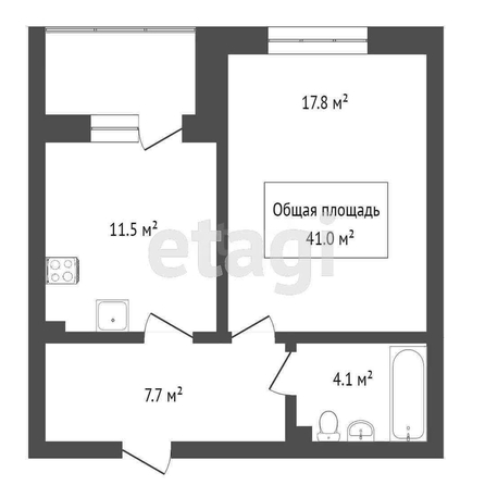 
  Продается 1-комн. квартира 41.1 м². Фото 3.