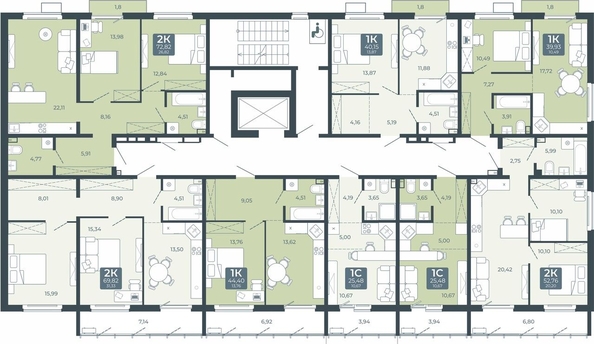 
  Продается 1-комн. квартира 39.93 м², в ЖК Дом в Мичуринском, блок 2. Фото 1.
