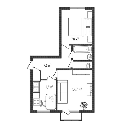 
  Продается 2-комн. квартира 43 м². Фото 1.