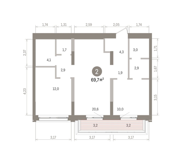 
  Продается 2-комн. квартира 69.74 м², в ЖК Европейский берег, дом 32. Фото 1.