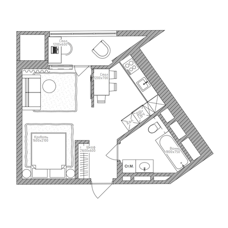 
  Продается студия 34 м², в ЖК Беринг, дом 2. Фото 4.