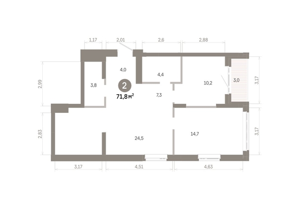 
  Продается 2-комн. квартира 71.79 м², в  Квартал Молодость, дом 1. Фото 1.