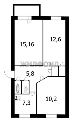 
  Продается 3-комн. квартира 58 м². Фото 1.