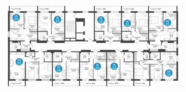 
  Продается 1-комн. квартира 46.15 м², в ЖК Семейный квартал, дом 4. Фото 1.