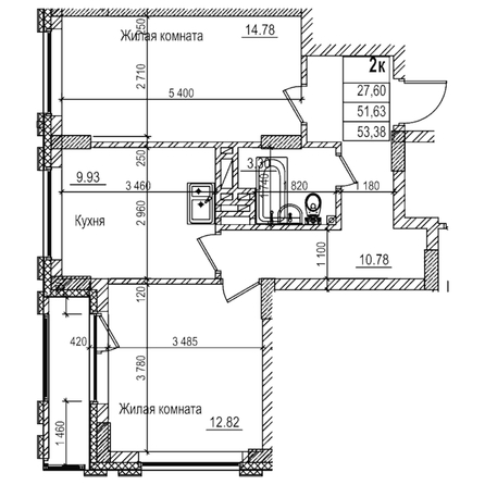
  Продается 2-комн. квартира 51.6 м², в ЖК Чернышевский, корп 3.3. Фото 1.