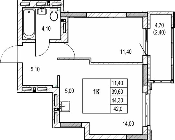 
  Продается 1-комн. квартира 39.6 м², в ЖК Автограф. Фото 1.