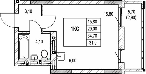 
  Продается студия 29 м², в ЖК Автограф. Фото 1.
