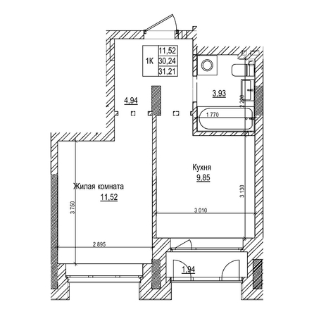 
  Продается 1-комн. квартира 30.2 м², в ЖК Комсомольский проспект, дом 2. Фото 1.