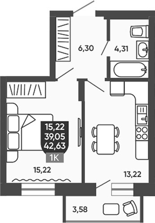 
  Продается 1-комн. квартира 39.77 м², в ЖК Ермак. Фото 1.