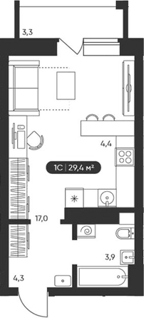 
  Продается студия 29.4 м², в ЖК Черемушки на Приморской. Фото 1.
