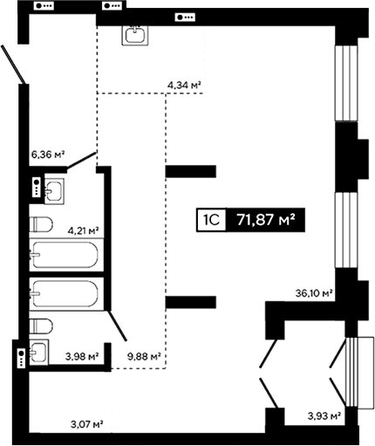 
  Продается студия 67.94 м², в ЖК Платина. Фото 1.