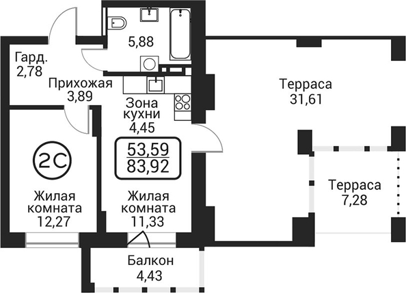 
  Продается 2-комн. квартира 40.6 м², в ЖК Пегас. Фото 1.