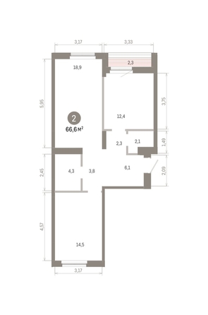
  Продается 2-комн. квартира 66.56 м², в ЖК Пшеница, 6.1. Фото 2.