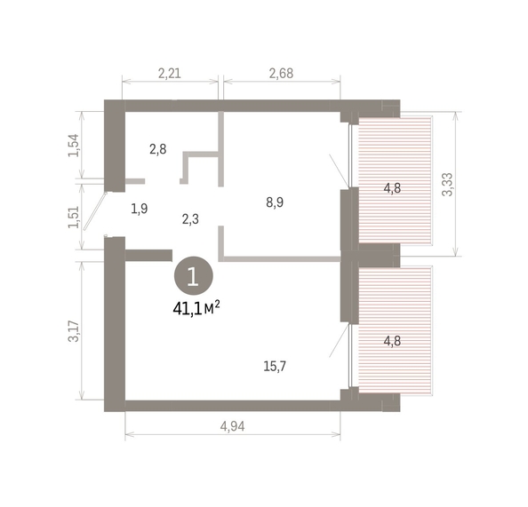 
  Продается 1-комн. квартира 41.08 м², в ЖК Пшеница, 6.1. Фото 1.