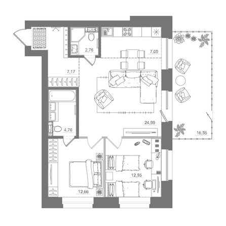 
  Продается 2-комн. квартира 89.74 м², в ЖК Спектр, дом 10. Фото 2.
