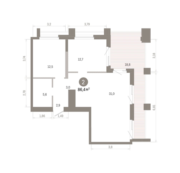 
  Продается 2-комн. квартира 86.43 м², в ЖК Город на озере. Фото 1.