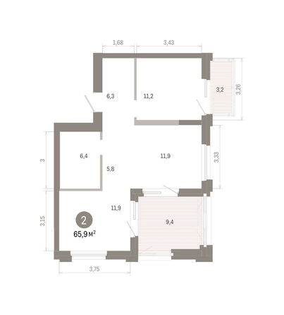 
  Продается 2-комн. квартира 65.91 м², в ЖК Город на озере. Фото 1.