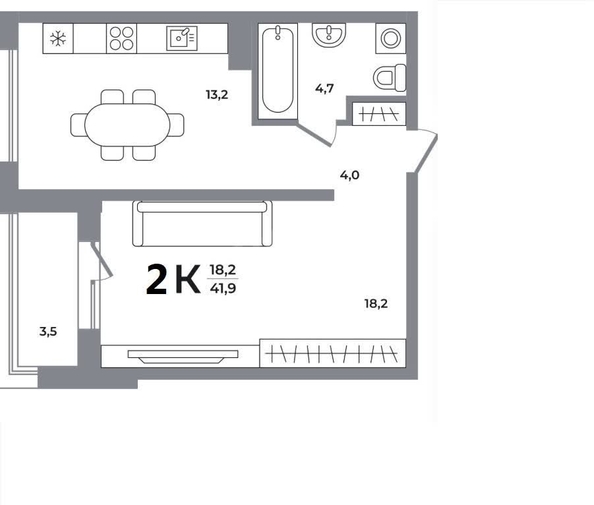 
  Продается 2-комн. квартира 41.1 м². Фото 4.