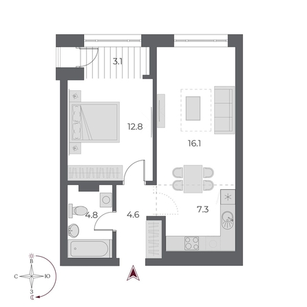 
  Продается 2-комн. квартира 48.5 м², в ЖК ОСКАР, дом 1. Фото 1.