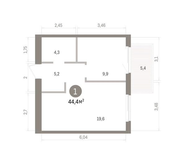
  Продается 1-комн. квартира 44.36 м², в ЖК Пшеница, дом 5.2. Фото 1.